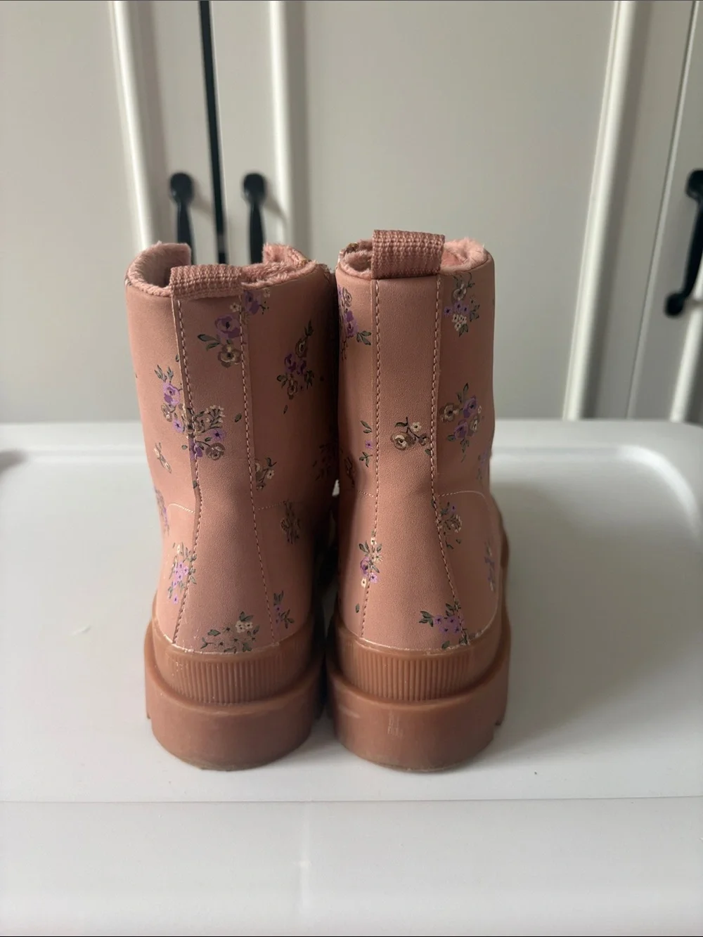 H&M Pink Floral Lace-Up Kids Ankle Boots